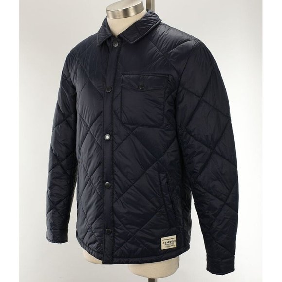 Barbour Jackets & Coats Barbour Mens Navy Blue Quilted Summer Shirt